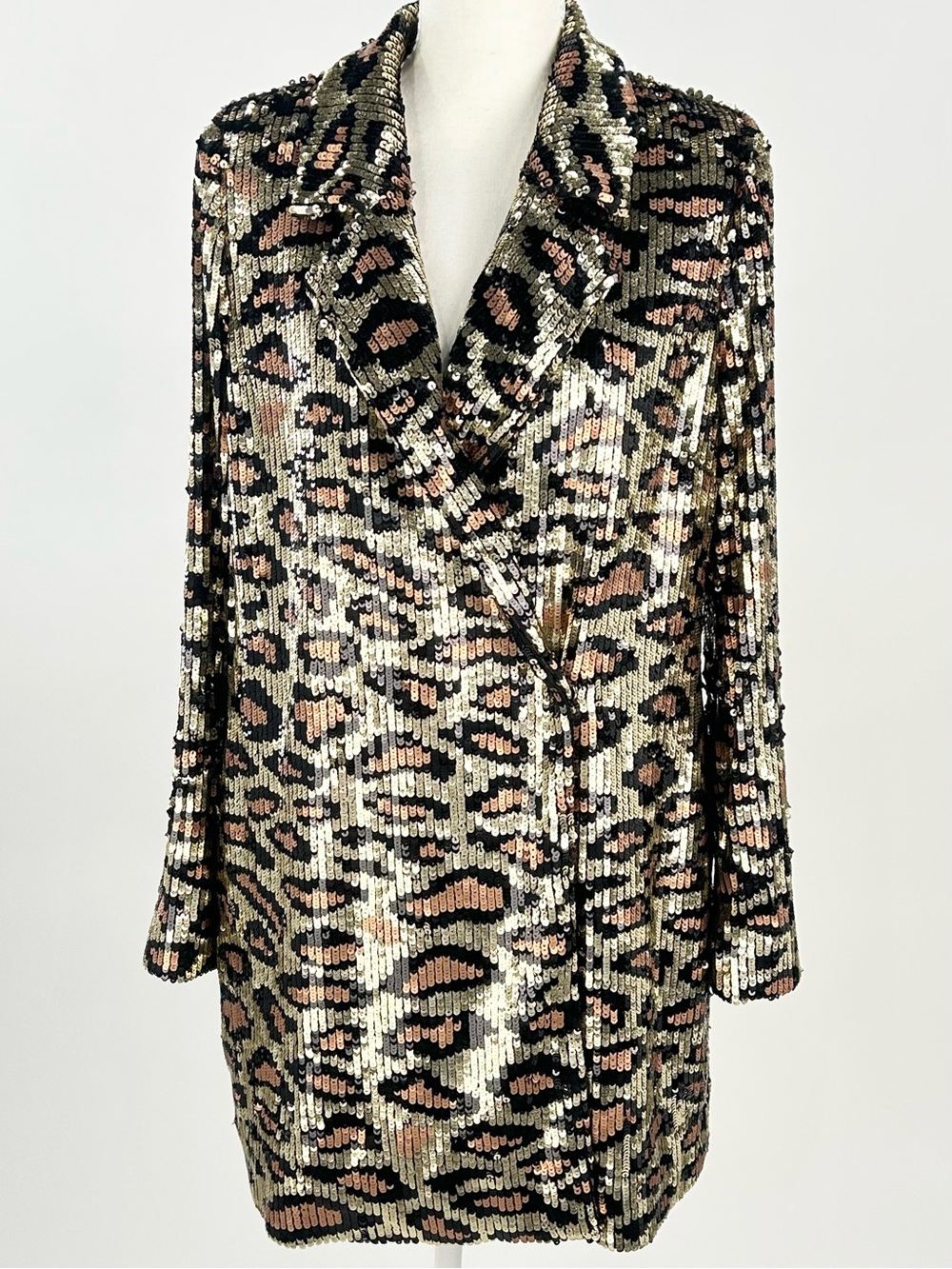 Show Me Your Mumu Bazel Sequin Cheetah Blazer Dress Party Size M $248